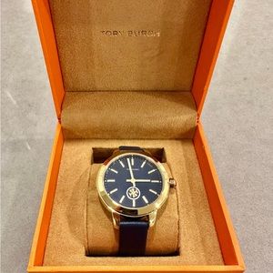 Tory Burch watch: Collins Leather 38MM Navy/Gold